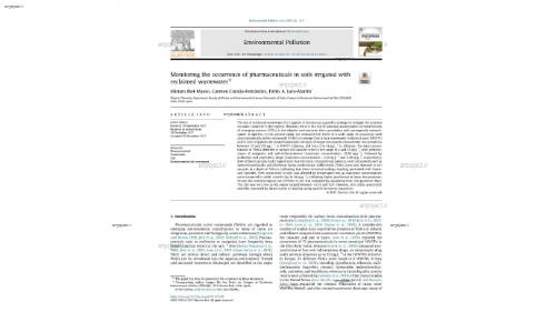 Monitoring the occurrence of pharmaceuticals in soils irrigated with reclaimed wastewater*